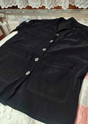 Siyah Süet Kadın Ceket Düğmeli - Görsel 3