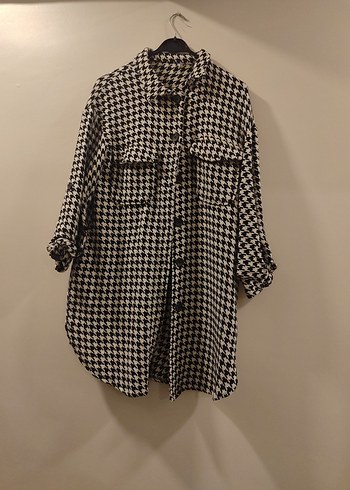 Gri Ekose Desenli Uzun Kollu Kadın Gömlek - Görsel 2