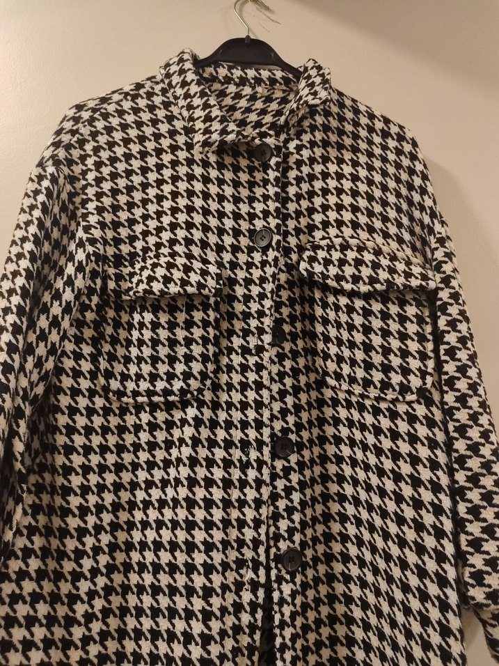 Gri Ekose Desenli Uzun Kollu Kadın Gömlek - Görsel 3