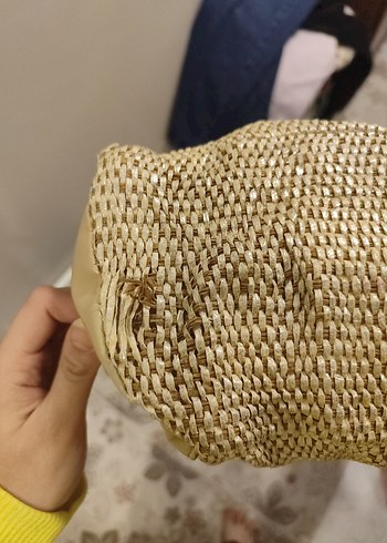 Bej Parlak hasır kadın Çanta - Görsel 5