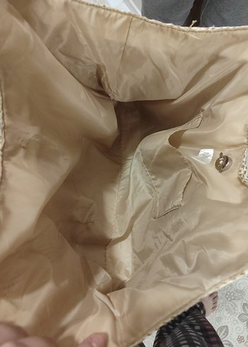 Bej Parlak hasır kadın Çanta - Görsel 9