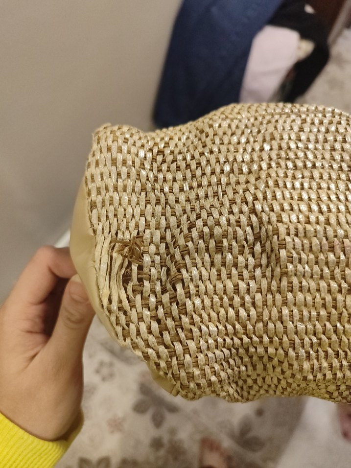 Bej Parlak hasır kadın Çanta - Görsel 5