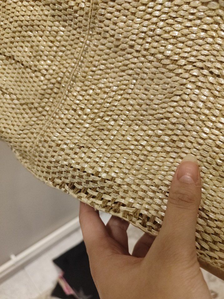 Bej Parlak hasır kadın Çanta - Görsel 3