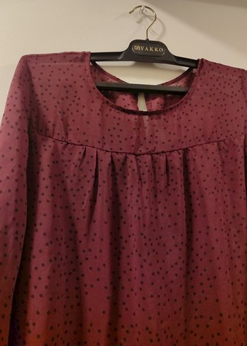 Bordo Uzun Kollu Salaş Kadın elbise - Görsel 3