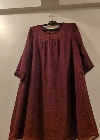 Bordo Uzun Kollu Salaş Kadın elbise - Görsel 2