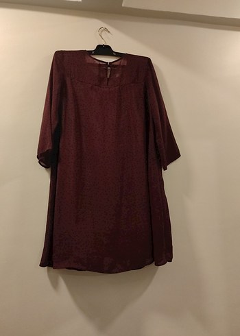 Bordo Uzun Kollu Salaş Kadın elbise - Görsel 4