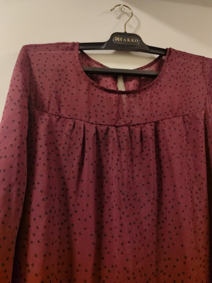 Bordo Uzun Kollu Salaş Kadın elbise - Görsel 3