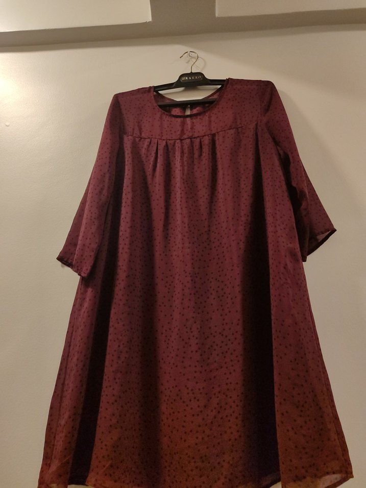 Bordo Uzun Kollu Salaş Kadın elbise - Görsel 2