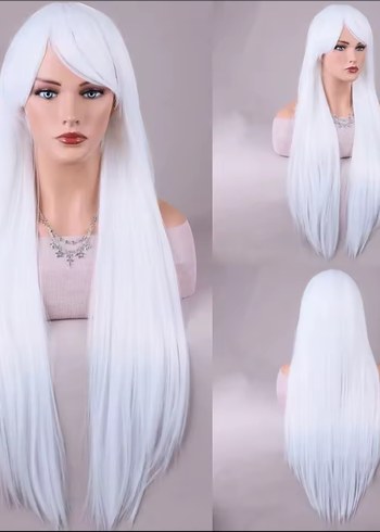 Uzun Beyaz Sentetik Peruk Cosplay - Görsel 2