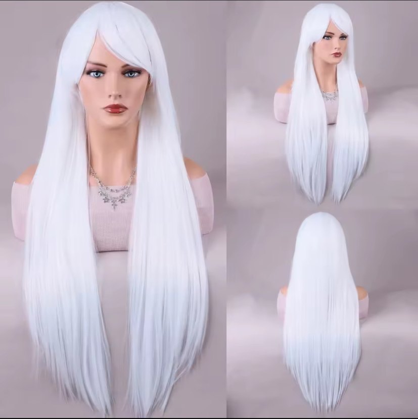 Uzun Beyaz Sentetik Peruk Cosplay - Görsel 2