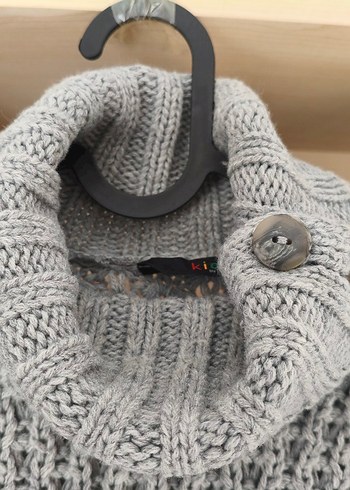 Tchibo kids Gri Örgü Boğazlı Panço - Görsel 2