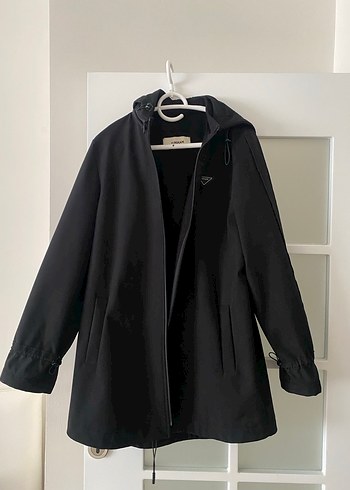 Siyah  Midi Kaban-Yağmurluk - Görsel 2