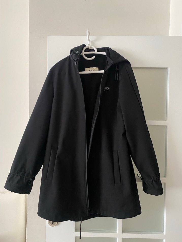 Siyah  Midi Kaban-Yağmurluk - Görsel 2