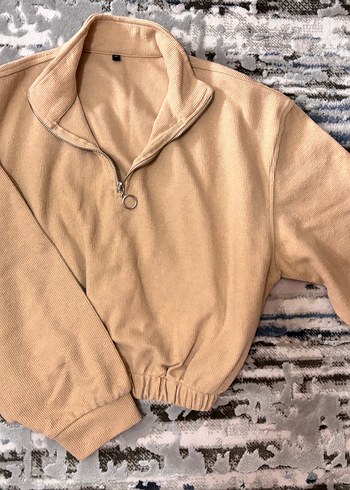 Trendyol & Milla Bej Yarim Fermuarli Rahat Sweatshirt