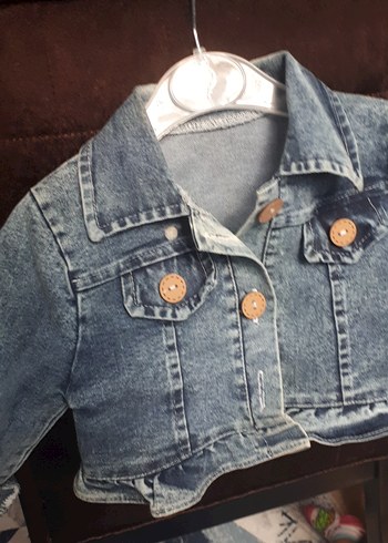 3-6 Ay Beden Kız Çocuk Kot Ceket Düğmeli Fitted