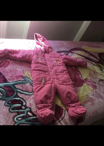 Pembe Kız Bebek Kapüşonlu Tulum - Görsel 3