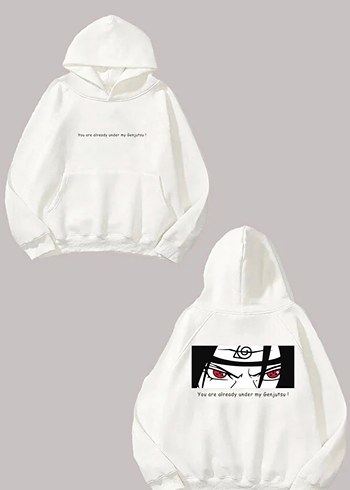 Beyaz Kapüşonlu Oversize Sweatshirt