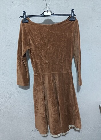 Diğer Kahverengi kadife elbise