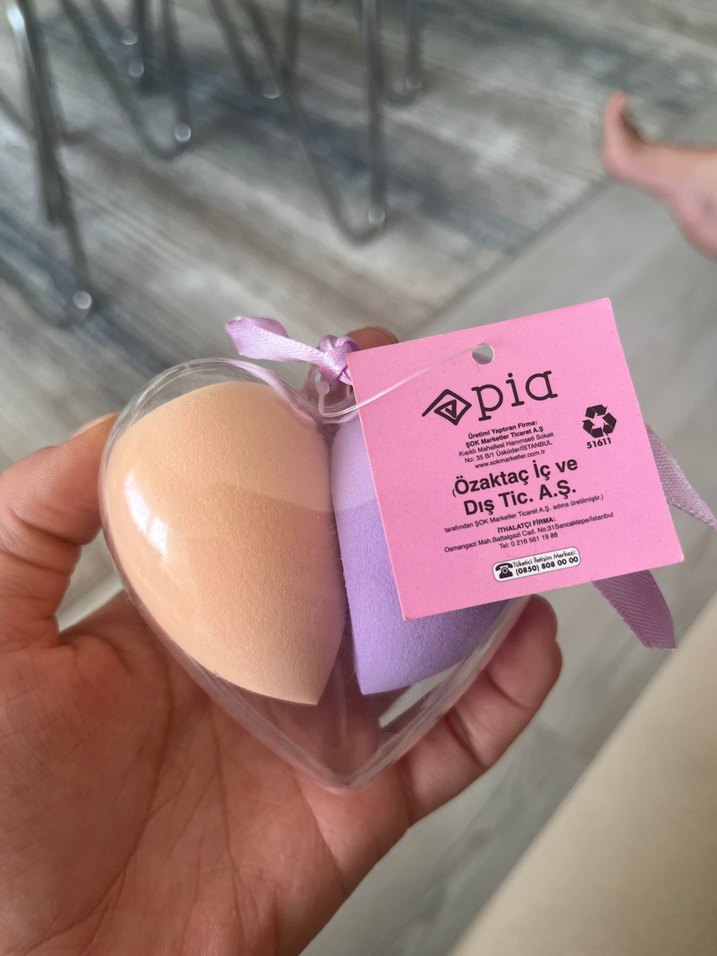 Kalp Şeklinde Pastel Makyaj Süngeri Seti - Görsel 2