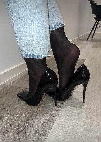 37 Beden Siyah Parlak Stiletto Topuklu Kadın Ayakkabı