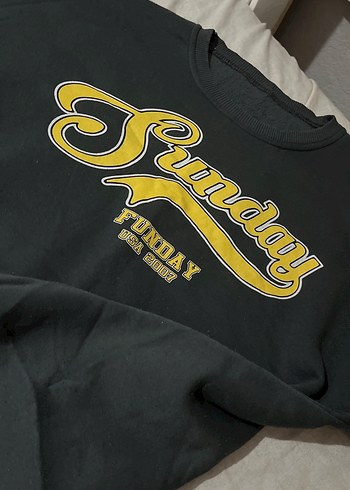 l Beden Siyah Baskılı Kadın Sweatshirt