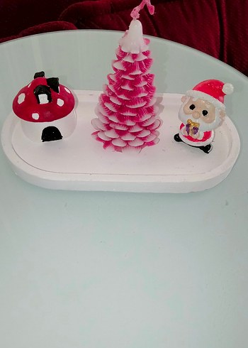 Renkli Pembe Noel Temalı Mum Seti - Görsel 2