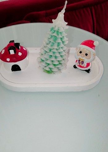 Renkli Pembe Noel Temalı Mum Seti - Görsel 3