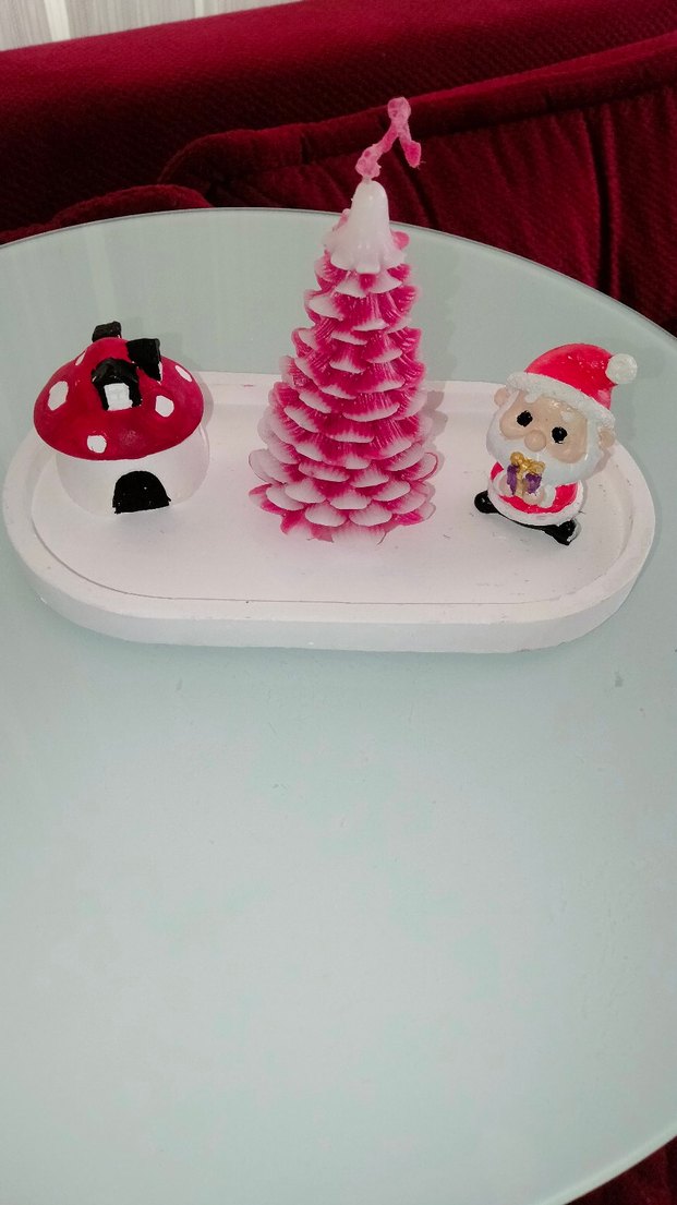 Renkli Pembe Noel Temalı Mum Seti - Görsel 2