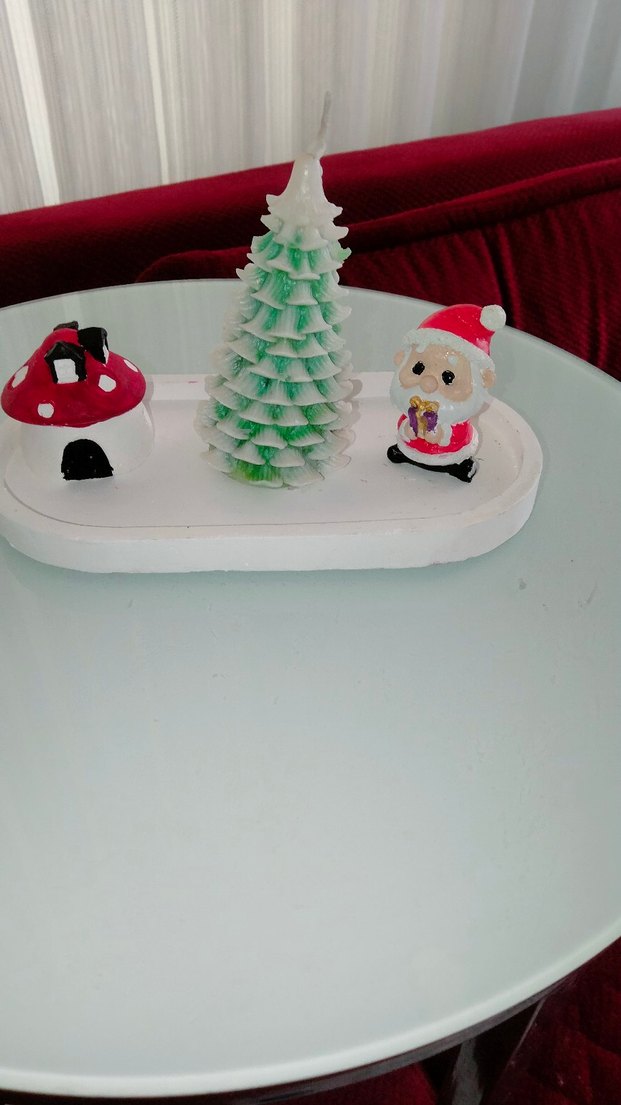 Renkli Pembe Noel Temalı Mum Seti - Görsel 4