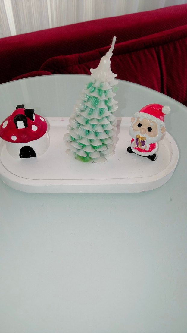 Renkli Pembe Noel Temalı Mum Seti - Görsel 3