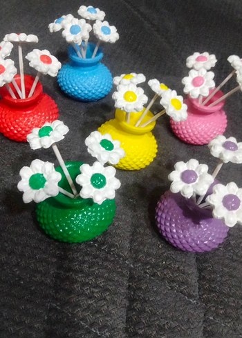 Renkli Mini Çiçekli Dekoratif Vazo Seti - Görsel 2