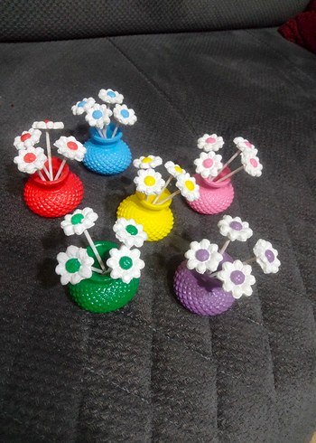 Renkli Mini Çiçekli Dekoratif Vazo Seti - Görsel 3