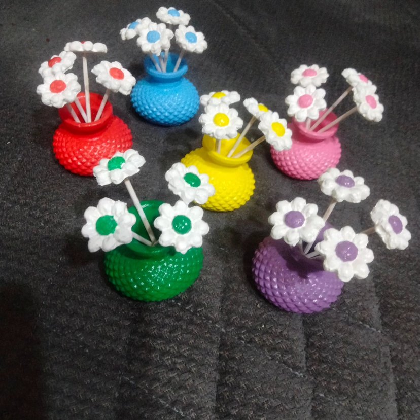 Renkli Mini Çiçekli Dekoratif Vazo Seti - Görsel 2