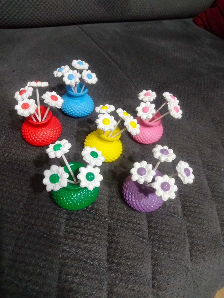 Renkli Mini Çiçekli Dekoratif Vazo Seti - Görsel 3