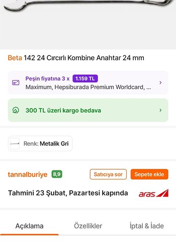 Beta 142 24 mm Anahtar - Görsel 4