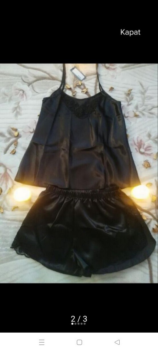 Miorre Siyah Nakışlı Kısa Kadın Gecelik - Görsel 2