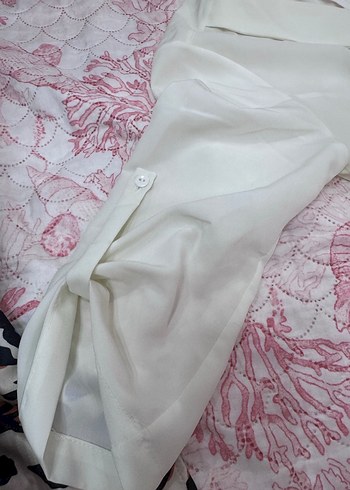 Beyaz V Yakalı Uzun Salaş Etulum - Görsel 5