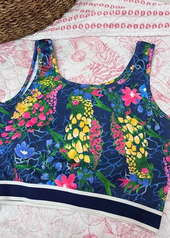 Renkli Baskılı Sporcu Üstü crop kadın - Görsel 2