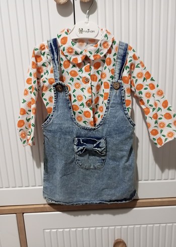 Kız Çocuk Denim Askılı Elbise - Görsel 2