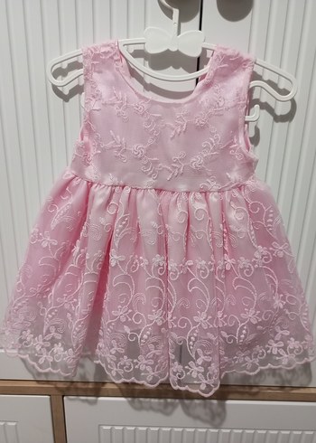 Dantel İşlemeli Pembe Kız Çocuk Elbise - Görsel 2