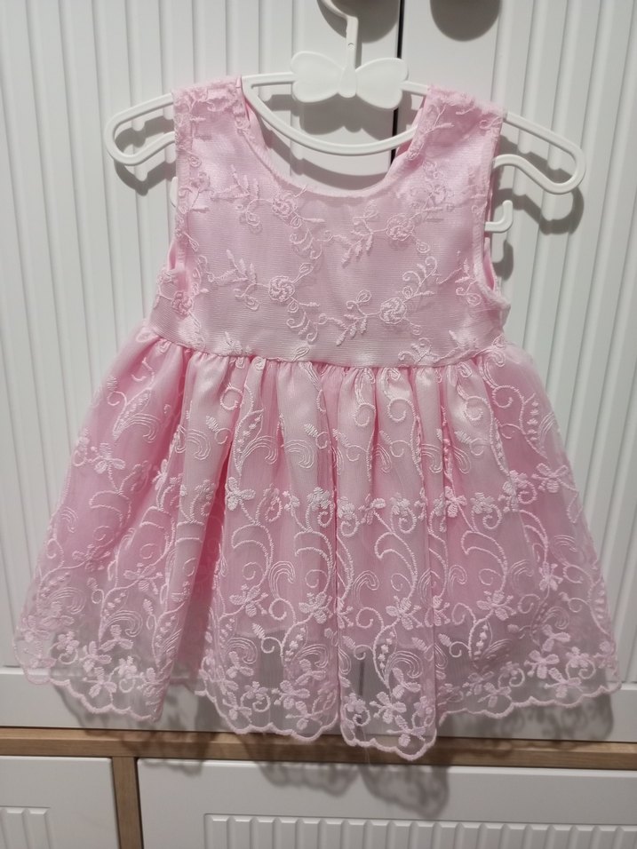 Dantel İşlemeli Pembe Kız Çocuk Elbise - Görsel 2