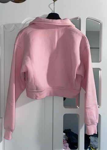 Diğer Pembe V Yakalı Kadın Sweatshirt