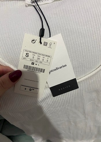 Stradivarius V Yaka Beyaz Kadın Uzun Kollu Body