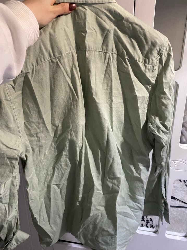 Uzun Kollu Keten Khaki Gömlek - Görsel 2