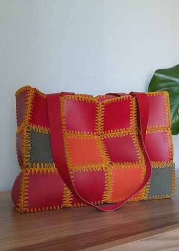 El Örgüsü Çanta 
Renkli Deri Bohem Kadın Çanta - Görsel 2