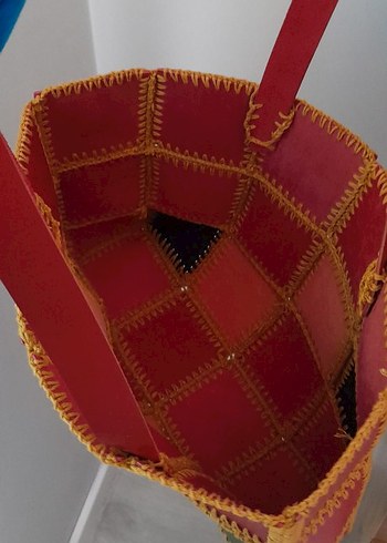 El Örgüsü Çanta 
Renkli Deri Bohem Kadın Çanta - Görsel 6