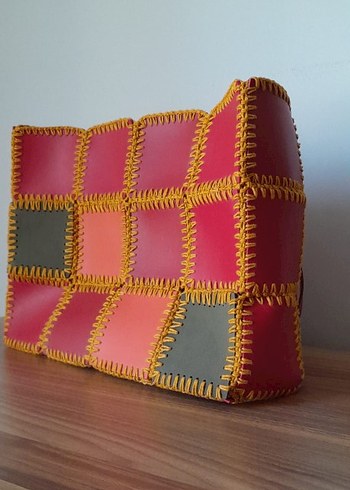 El Örgüsü Çanta 
Renkli Deri Bohem Kadın Çanta - Görsel 4