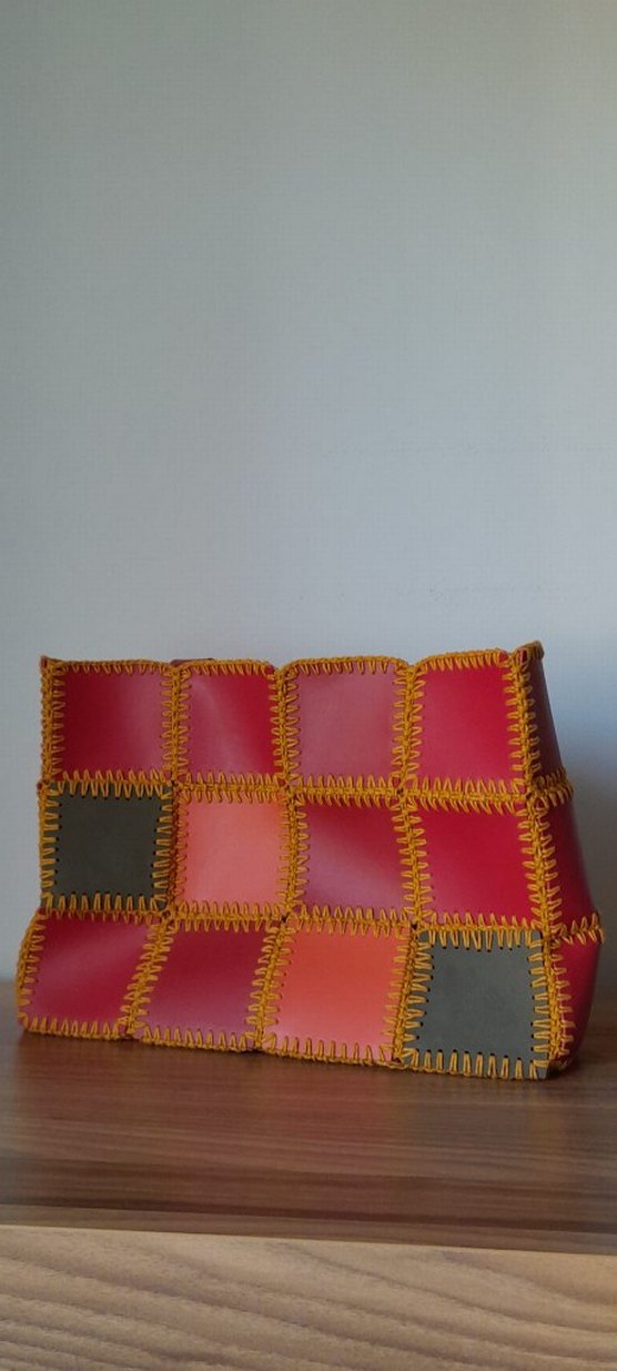 El Örgüsü Çanta 
Renkli Deri Bohem Kadın Çanta - Görsel 3