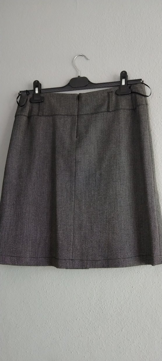 Düğmeli Gri Midi Kadın Etek - Görsel 2