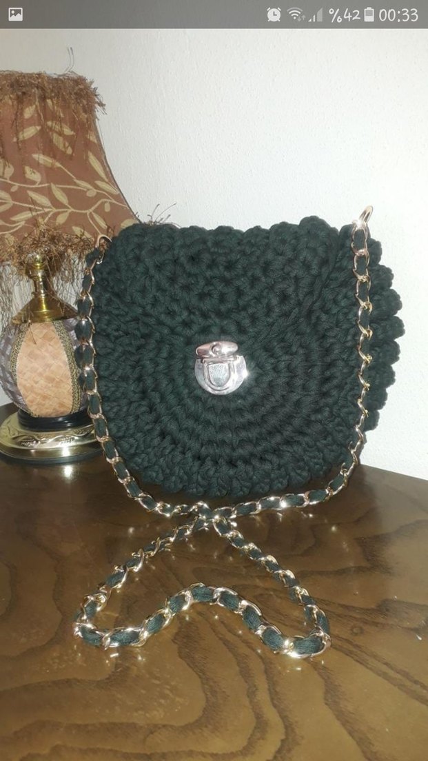 Örgü Kadın Çanta midye model - Görsel 2